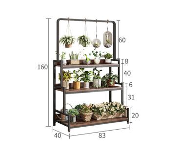 360Home Blumenständer Regal Blumentopf Ständer Eisen hängenden drei Etagen